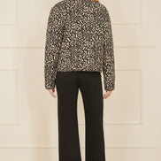 Yumi Brown Leopard Print Boxy Jacket