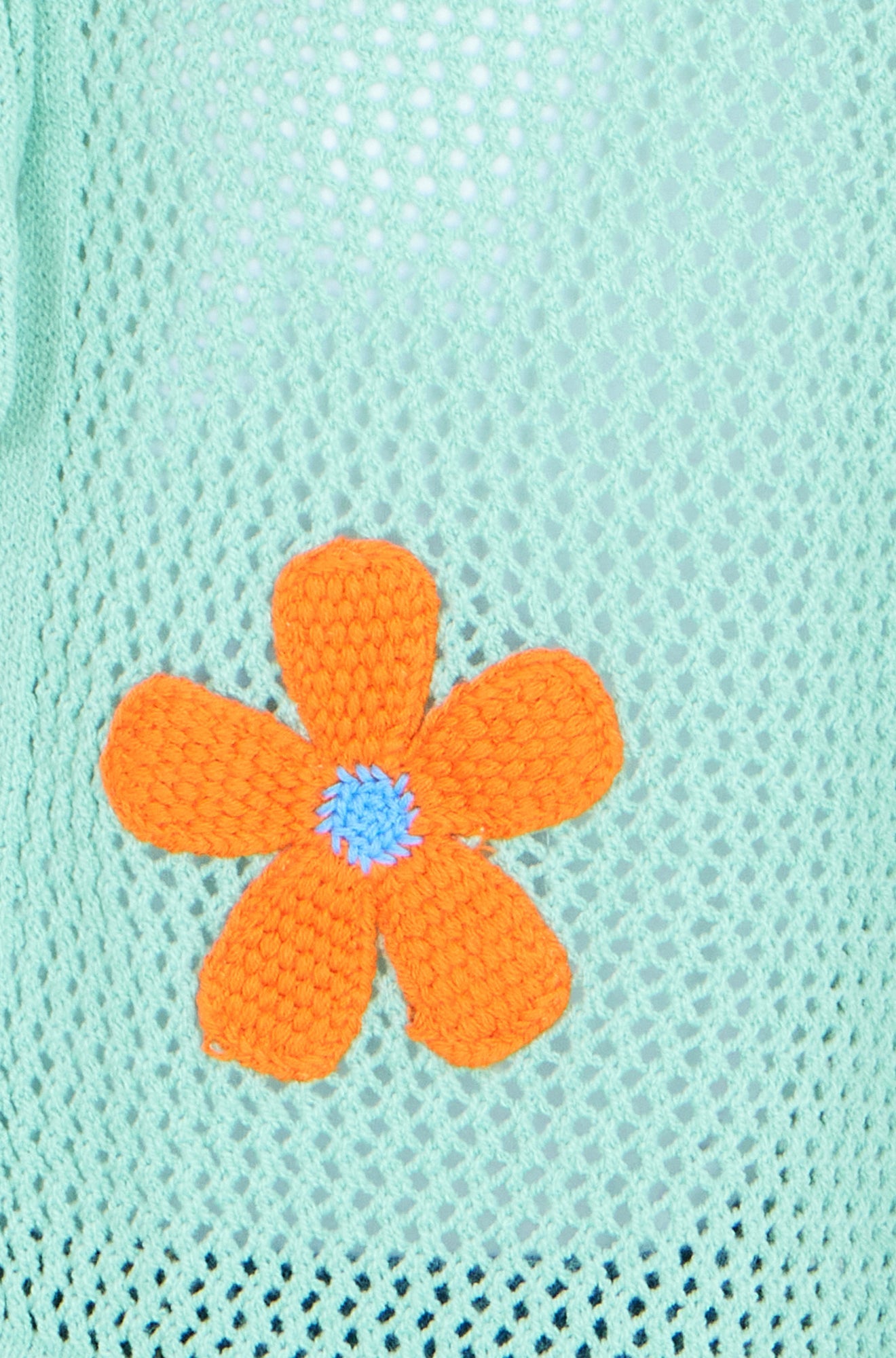 Yumi Mint Tie Front Cardigan with Flower Design