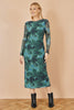 Yumi Green Floral Mesh Bodycon Dress With Tie Back