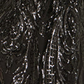 Yumi Black Sequin Midi Wrap Dress with Split Hemline and Long Sleeves