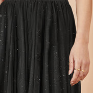 Yumi Black Sparkle Mesh Tulle Skirt
