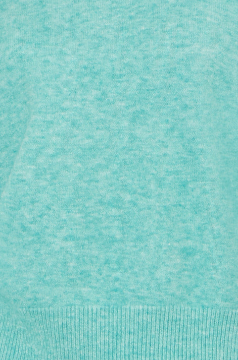 Yumi Sea Green Knitted Balloon Sleeve Jumper
