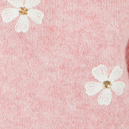 Yumi Pink Relaxed Jumper With Crochet Flowers
