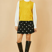 Yumi Mustard Cable Knit Sleeveless Jumper
