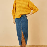 Yumi Mustard Cable Knit Relaxed Fit Jumper