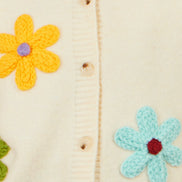 Yumi Ivory Knitted Flower Applique Cardigan