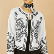 Yumi Ivory Folk Embroidered Edge to Edge Cardigan