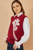 Yumi Burgundy Knitted Flower Sleeveless Jumper Vest