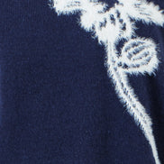 Yumi Navy Knitted Flower Sleeveless Jumper Vest
