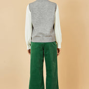 Yumi Grey Knitted Flower Sleeveless Jumper Vest