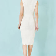 Yumi Ivory Cotton Scallop Crochet Knitted Dress