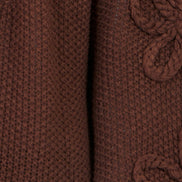 Yumi Brown Cardigan With Flower Detail Sleeves