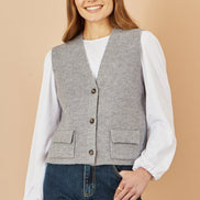 Yumi Grey Knitted Pullover Waistcoat
