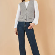 Yumi Grey Knitted Pullover Waistcoat