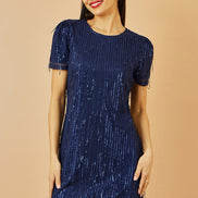 Yumi Navy Dripping Sequin Tunic Dress