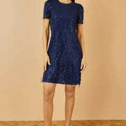 Yumi Navy Dripping Sequin Tunic Dress