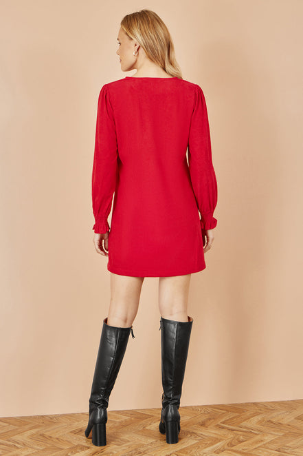 Yumi Red Cord Tunic with Ruched Sleeve