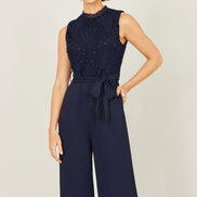 Yumi Navy Lace Sleeveless Jumpsuit