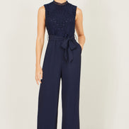 Yumi Navy Lace Sleeveless Jumpsuit