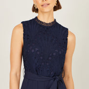 Yumi Navy Lace Sleeveless Jumpsuit