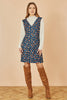 Yumi Navy Fox Long Sleeve Layered Tunic Dress With Front Pocket