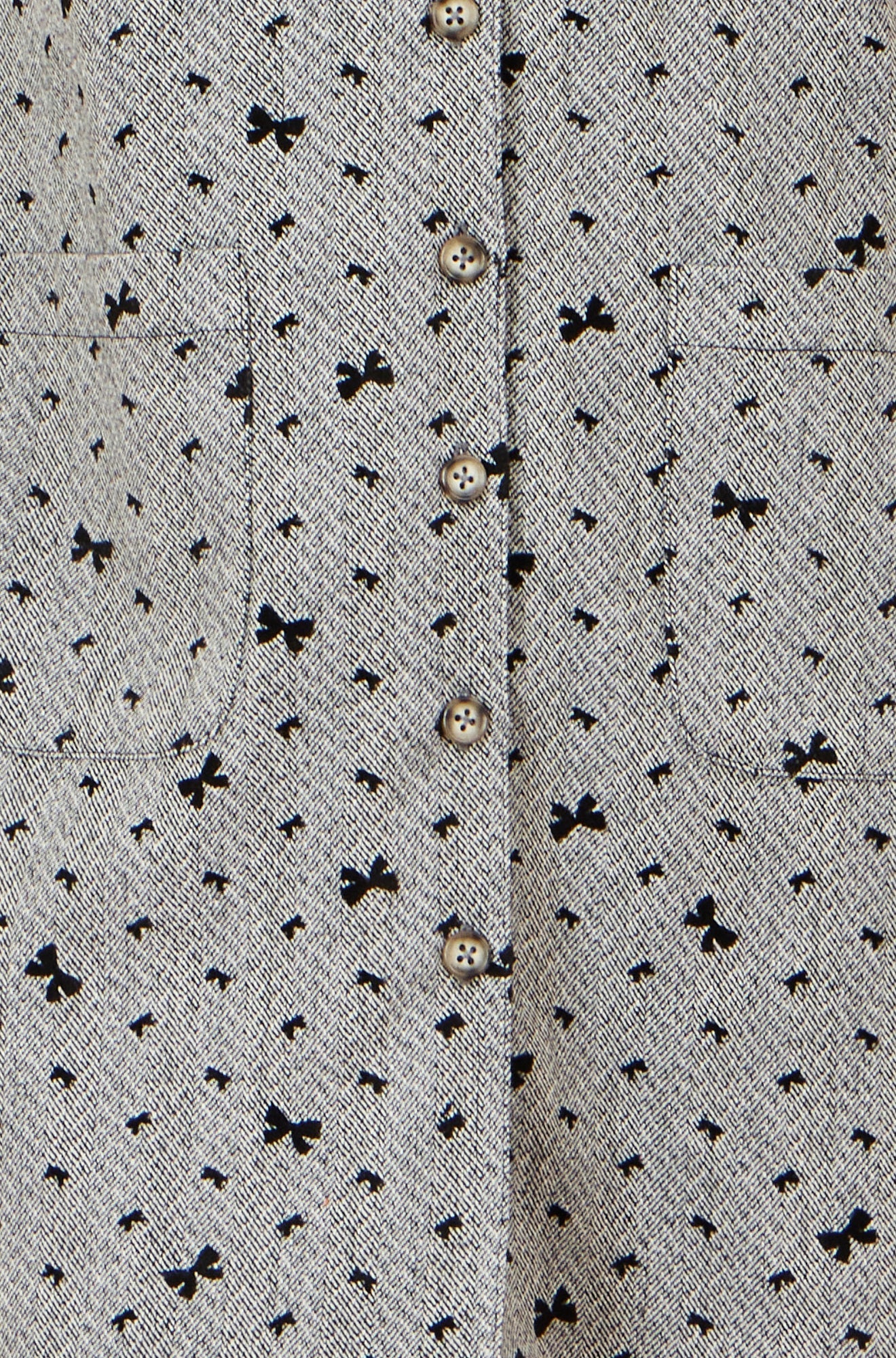 Yumi Grey Bow Print Pinafore Dress with Button Up