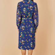 Yumi Recycled Navy Raccoon Print Shirt Midi Dress