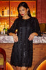 Yumi Black Hanging Sequin Tunic With Balloon Sleeves
