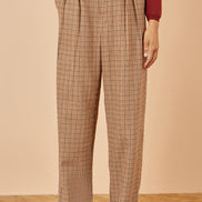 Yumi Brown Check Wide Leg Trousers