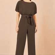 Yumi Brown Batwing Stretch Jumpsuit