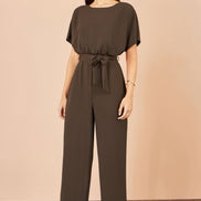 Yumi Brown Batwing Stretch Jumpsuit