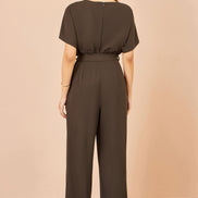 Yumi Brown Batwing Stretch Jumpsuit