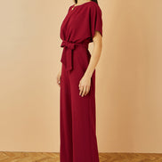 Yumi Burgundy Batwing Stretch Jumpsuit
