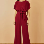 Yumi Burgundy Batwing Stretch Jumpsuit