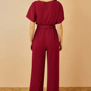 Yumi Burgundy Batwing Stretch Jumpsuit