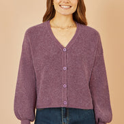 Yumi Purple Marl Knit Cardigan