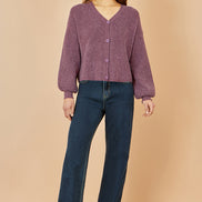 Yumi Purple Marl Knit Cardigan