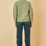 Yumi Green Knitted High Neck Jumper with Applique Flowers