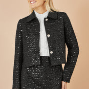 Yumi Black Boucle Sequin Mini Skirt