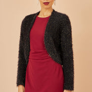 Yumi Black Metallic Fluffy Eyelash Bolero