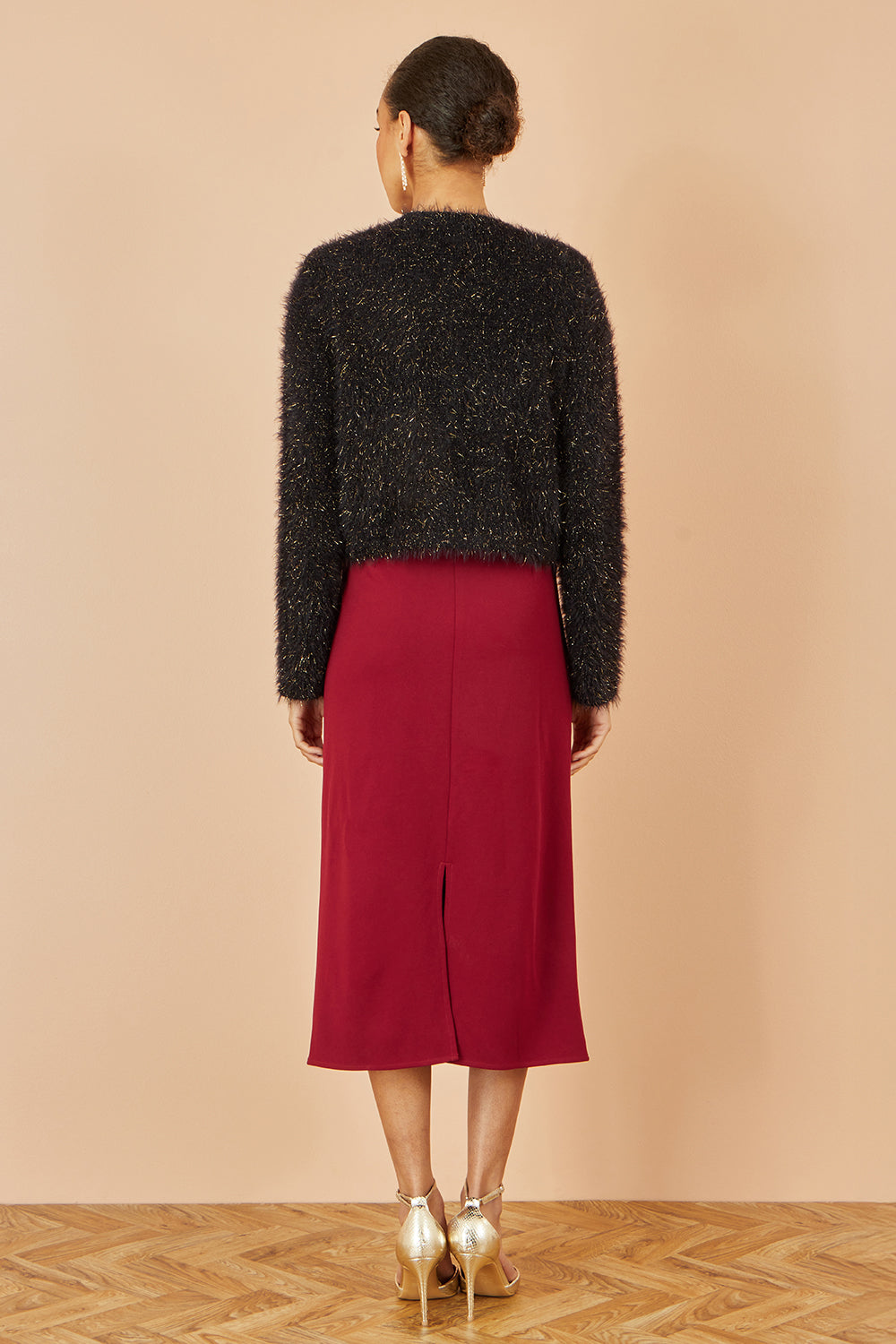 Yumi Black Metallic Fluffy Eyelash Bolero