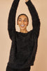 Yumi Black Metallic Fluffy Eyelash Relaxed Jumper