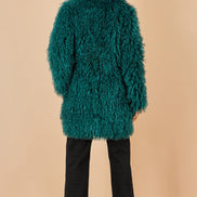Yumi Teal Luxe Long Hair Fur Coat