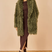 Yumi Green Luxe Long Hair Fur Coat