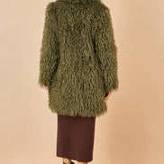 Yumi Green Luxe Long Hair Fur Coat