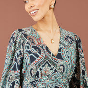 Yumi Green Paisley Print Midi Dress