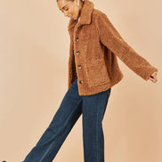Yumi Brown Short Teddy Bear Jacket