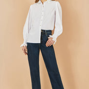 Yumi White Lace Trim Shirt