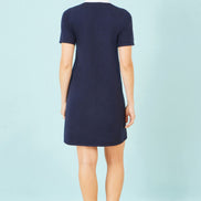 Yumi Navy Embroidered Knitted Floral Tunic