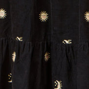 Yumi Black Cosmic Embroidery Cord Midi Shirt Dress
